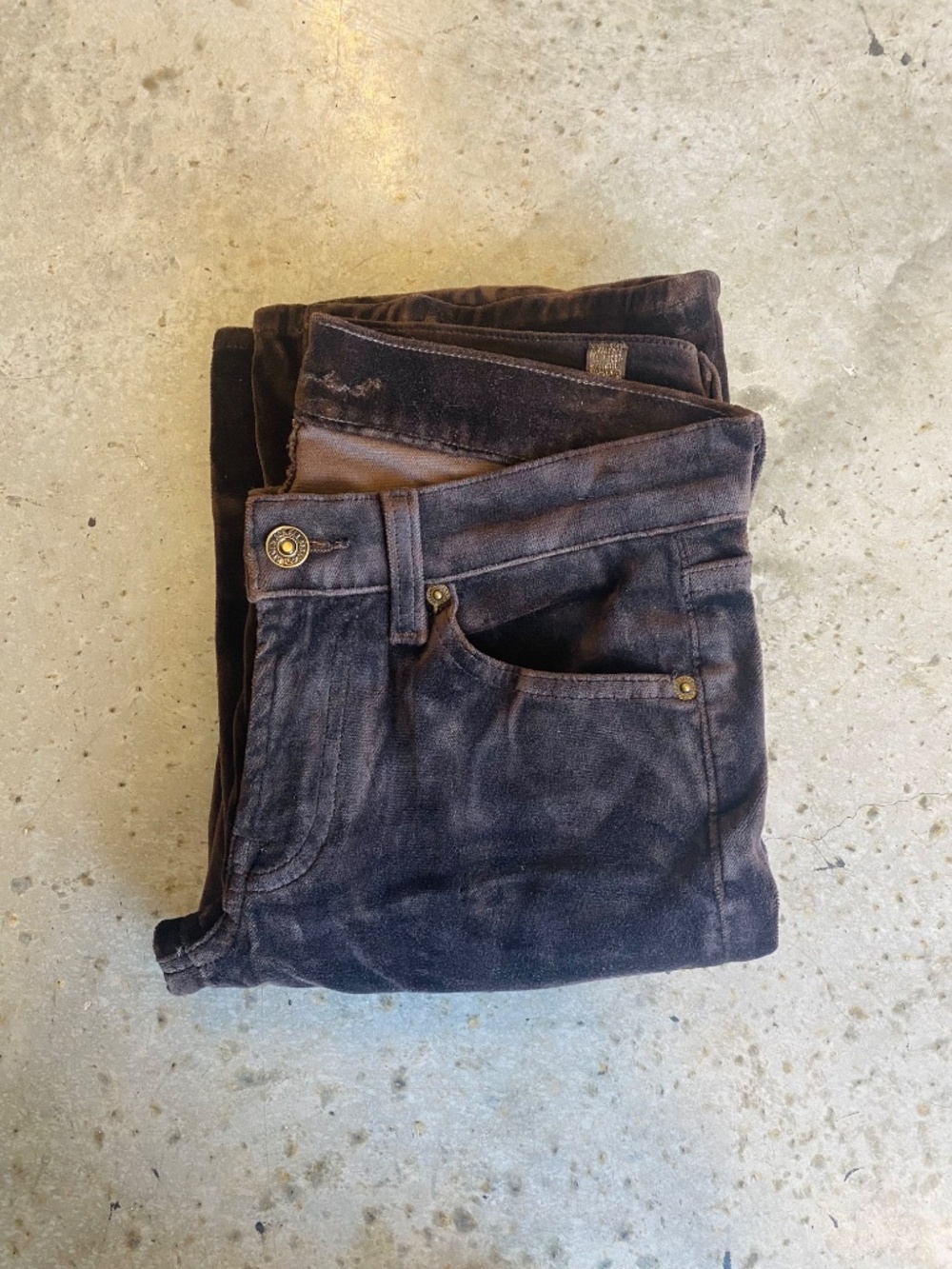 7 For All Mankind Brown Velvet Flare Jeans - Size 27 - Picture 3 of 5